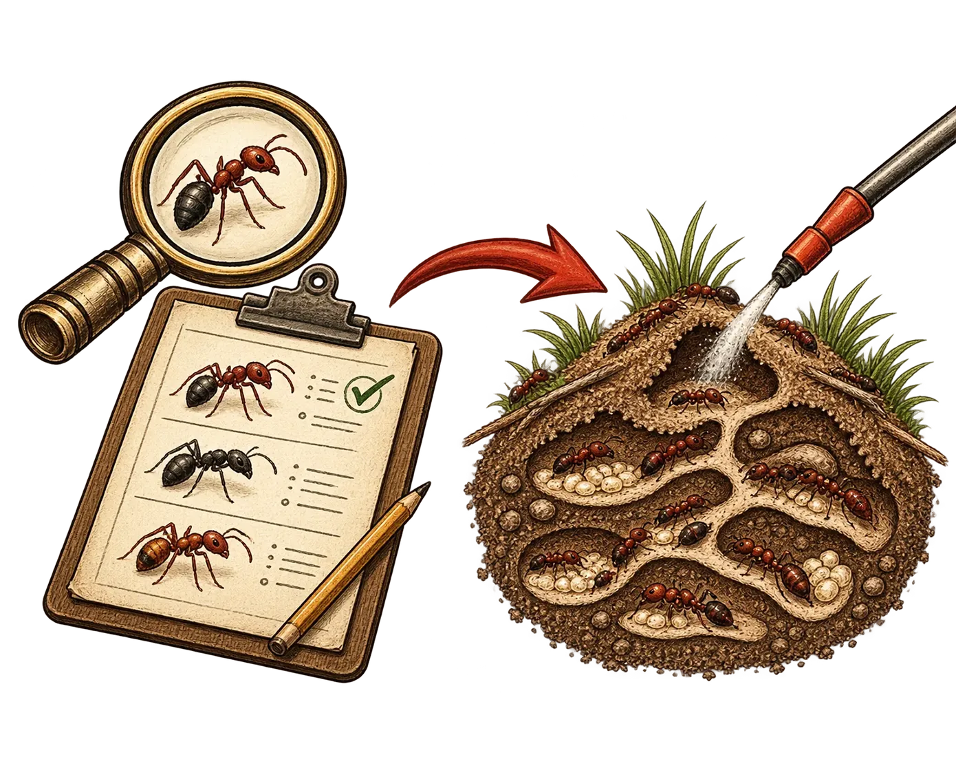 Ameisenbekämpfung mit Artbestimmung und Nestbehandlung, Illustration