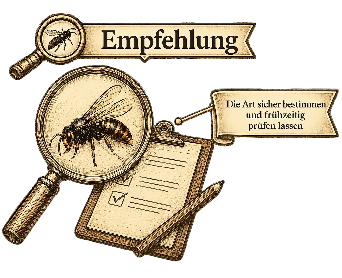 Asiatische Hornisse früh prüfen und Art bestimmen, Illustration