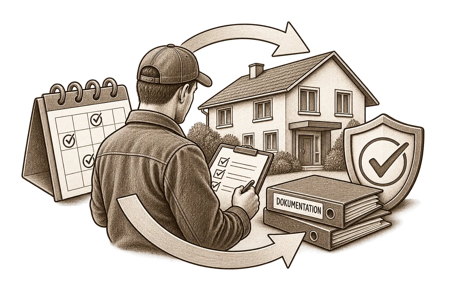 Laufende Betreuung mit Terminplan und Dokumentation, Illustration