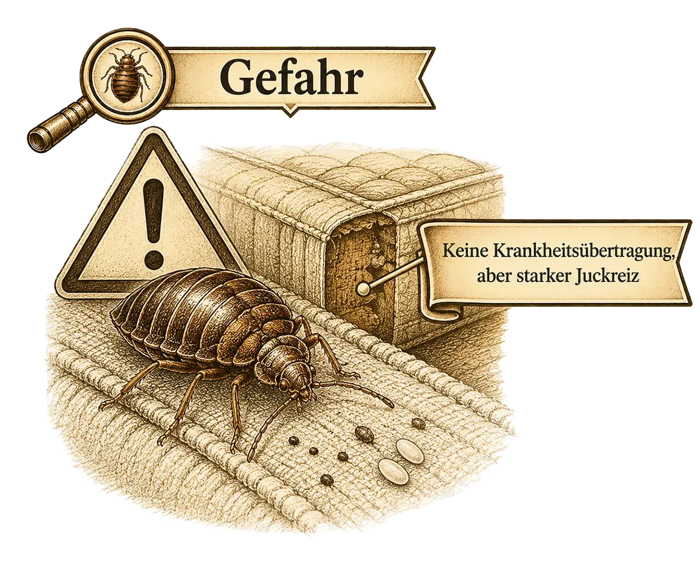 Empfehlung bei Bettwanzen, Illustration