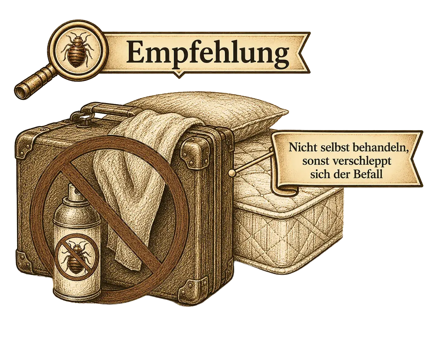 Verstecke der Bettwanze, Illustration