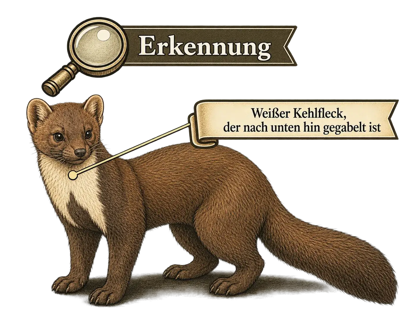 Marder am Kehlfleck erkennen, Illustration