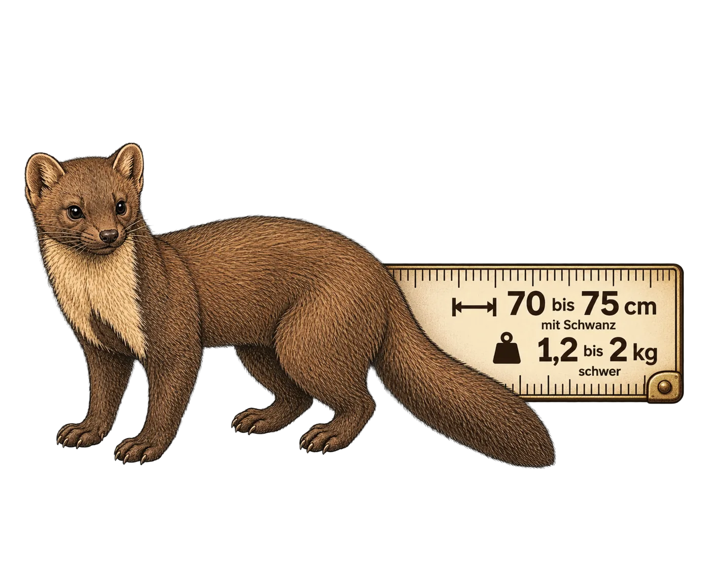 Größe und Gewicht des Marders, Illustration
