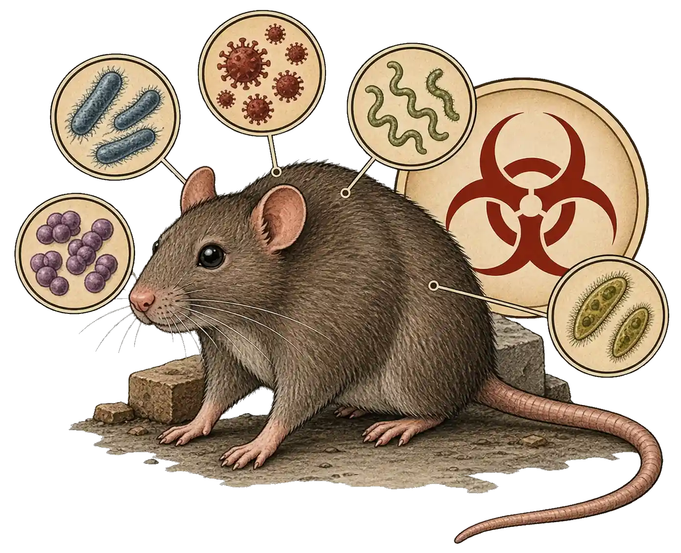 Ratte als Überträger von Krankheitserregern, Illustration