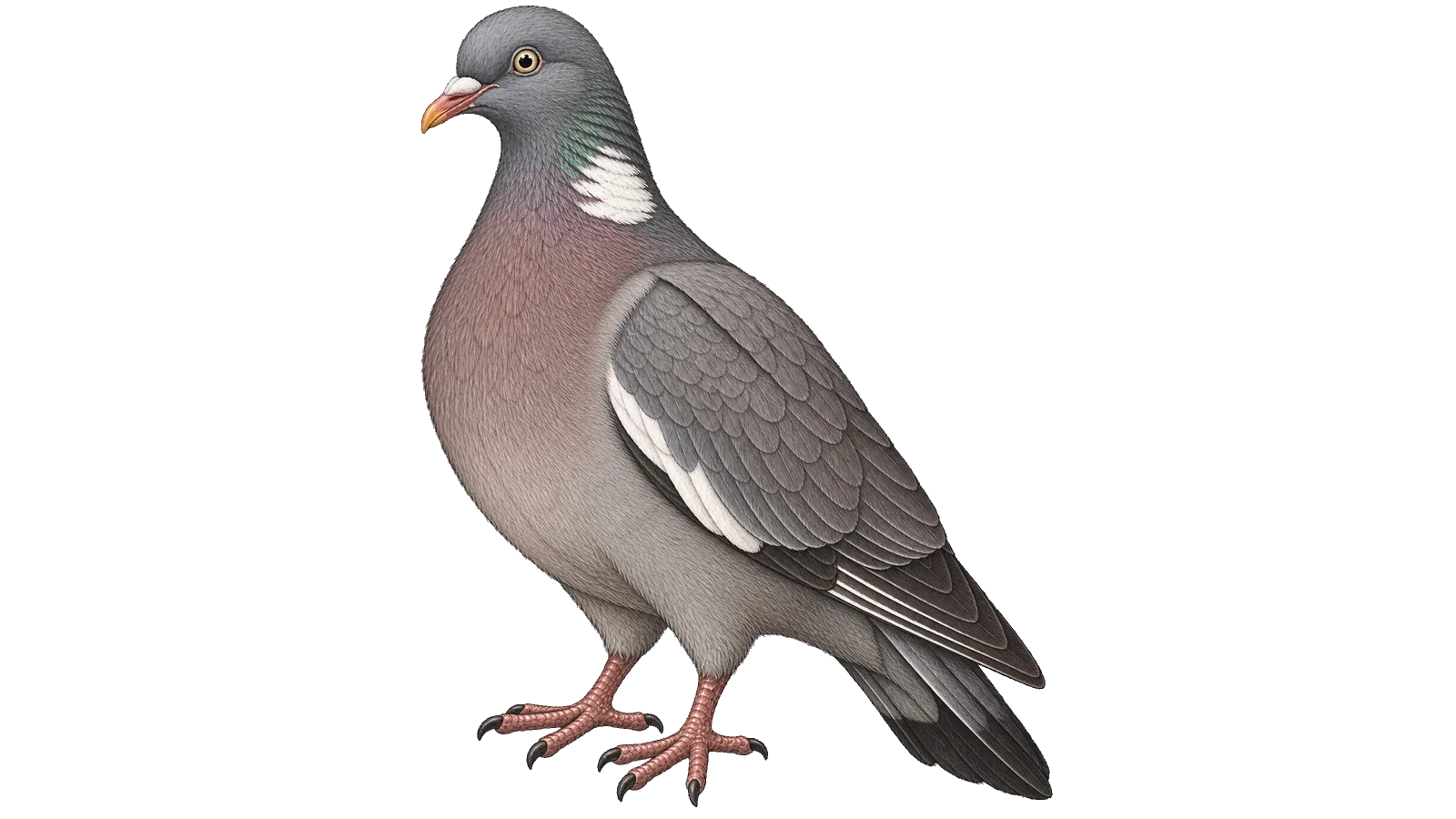 Ringeltaube in der Seitenansicht, Illustration