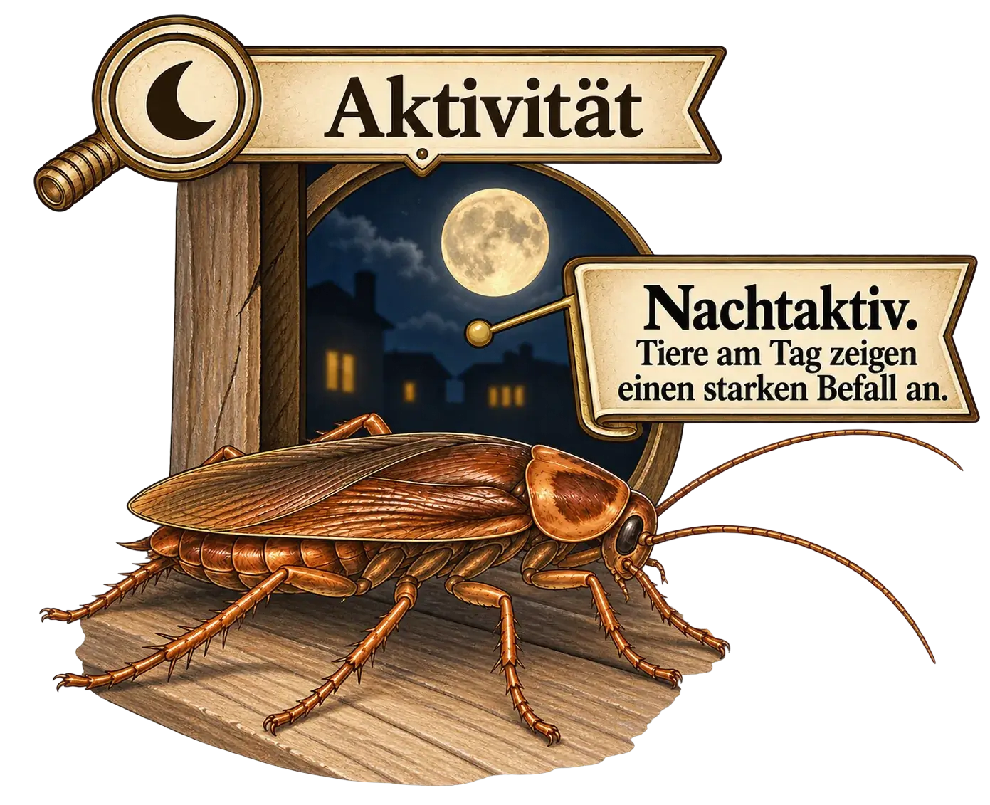 Nachtaktive Kakerlake, Illustration