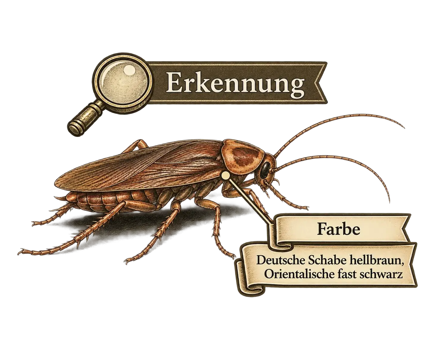 Kakerlake an der Farbe erkennen, Illustration