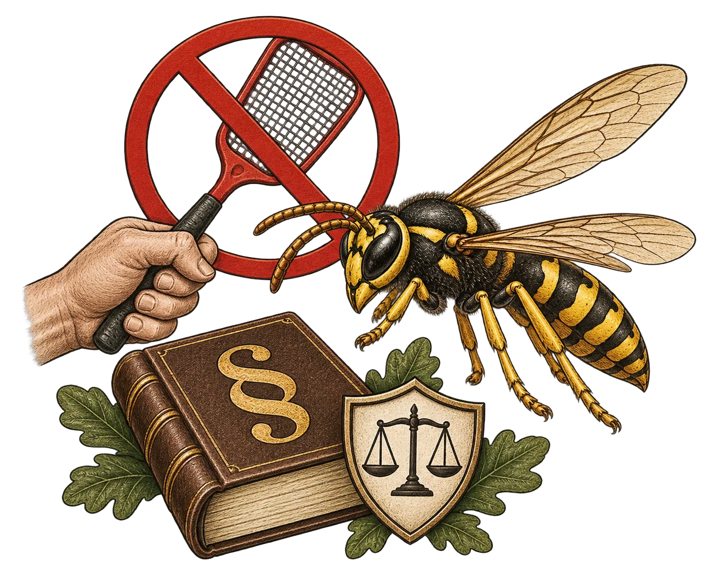 Wespe und Artenschutz, Illustration