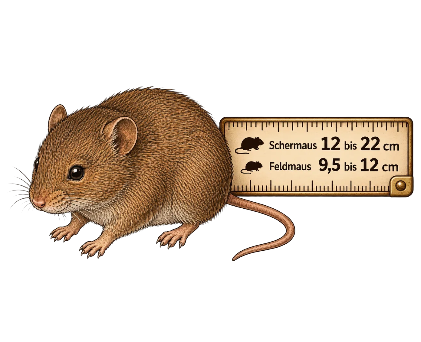 Größenvergleich von Schermaus und Feldmaus, Illustration