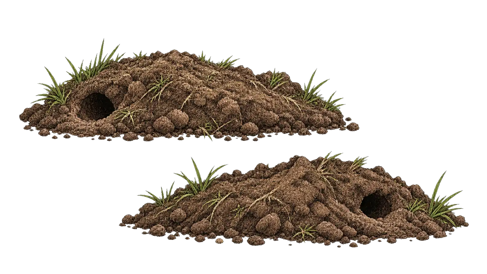 Erdhaufen einer Wühlmaus, Illustration